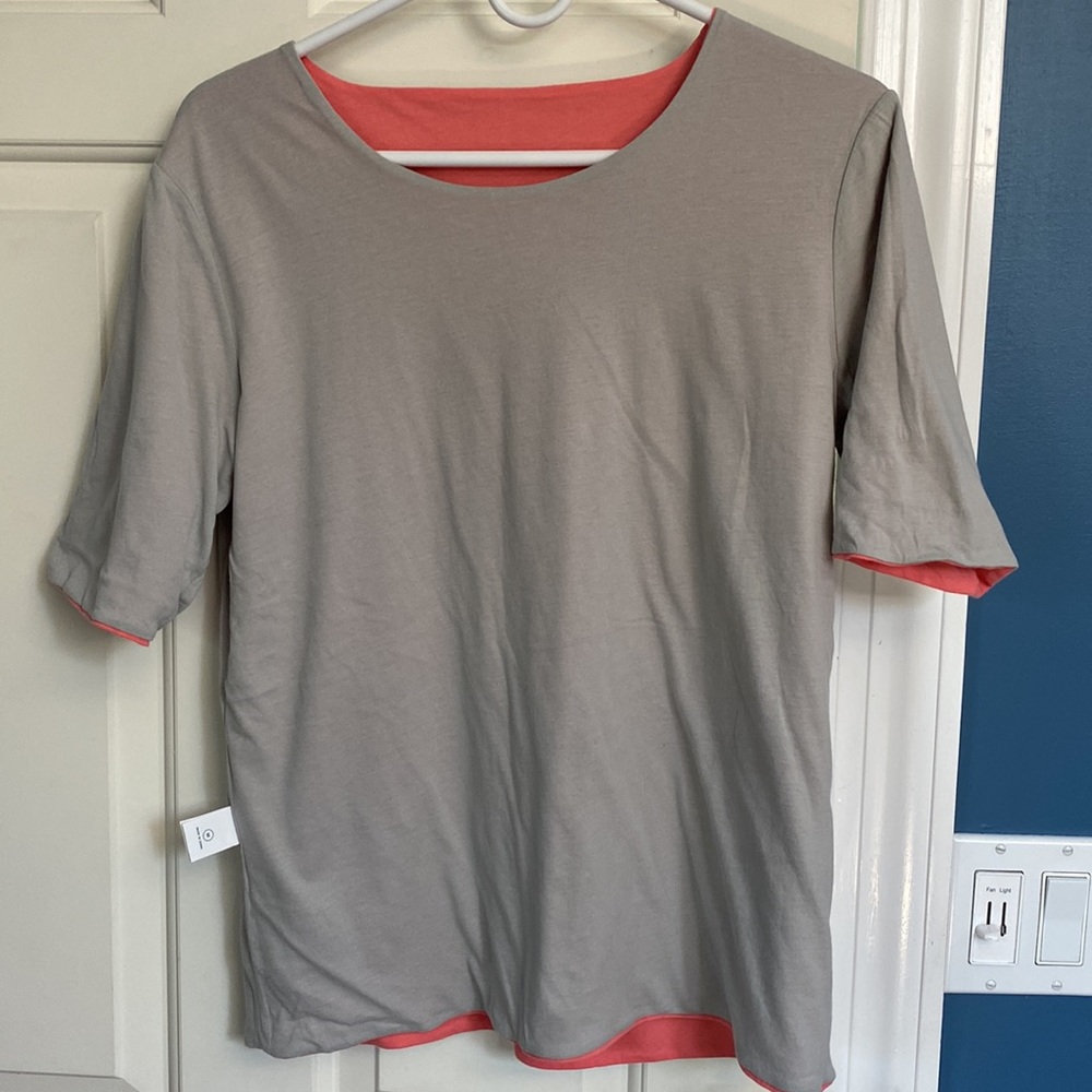 kate spade Coral Pink Short Sleeve Crewneck Top Reversible - Picture 3 of 3
